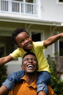 Family spending time together in the garden
